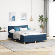 vidaXL Box Säng med Madrass Blå 140x200 cm Tyg