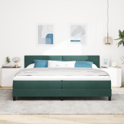 vidaXL Resårsäng med madrass 200x200 cm mörkgrön sammet