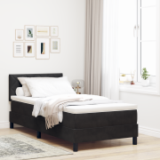 vidaXL Boxspring Säng med Madrass Svart 100x200 cm Sammet