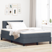 vidaXL Boxspring-säng med madrass Mörkgrå 120x200 cm Sammet