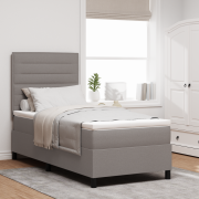 vidaXL Box Spring Säng med Madrass Grå Enkel Tyg
