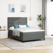 vidaXL Boxfjädersäng med madrass mörkgrå 140x200 cm tyg