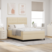 vidaXL Box Spring Säng med Madrass Cream 160x200 cm Tyg