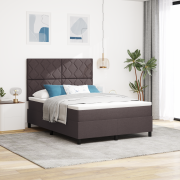 vidaXL Boxfjäderbed med madrass mörkbrun 140x200 cm tyg