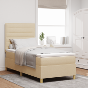 vidaXL Box Spring Säng med Madrass Grädde 80x200 cm Tyg