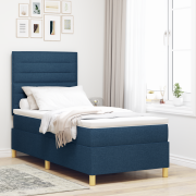 vidaXL Boxfjädrarsäng med madrass Blå 90x200 cm Tyg