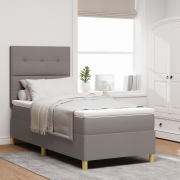 vidaXL Box Spring-säng med madrass Taupe Enkel Tyg