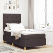 vidaXL Boxspring säng med madrass mörkbrun 90x200 cm tyg
