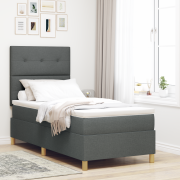 vidaXL Bäddmadrass med madrass Mörkgrå 100x200 cm Tyg