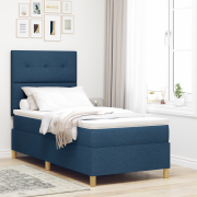 vidaXL Blå Box Spring Säng med Madrass 100x200 cm Tyg