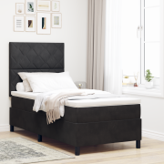 vidaXL Resårsäng med madrass 100x200 cm svart sammet