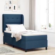 vidaXL Resårsäng med madrass 90x200 cm blå tyg