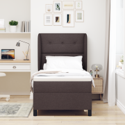 vidaXL Resårsäng med madrass 100x200 cm mörkbrun tyg