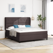 vidaXL Resårsäng med madrass 180x200 cm mörkbrun tyg