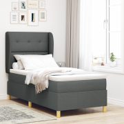 vidaXL Resårsäng med madrass 90x200 cm mörkgrå tyg