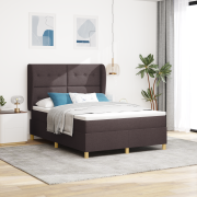 vidaXL Resårsäng med madrass 140x190 cm mörkbrun tyg