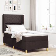 vidaXL Resårsäng med madrass 90x200 cm mörkbrun tyg