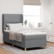 vidaXL Resårsäng med madrass 100x200 cm ljusgrå tyg