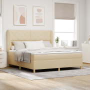vidaXL Resårsäng med madrass 180x200 cm gräddvit tyg