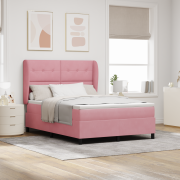 vidaXL Resårsäng med madrass 140x190 cm rosa sammet
