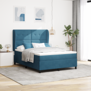 vidaXL Resårsäng med madrass 160x200 cm mörkblå sammet