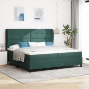 vidaXL Resårsäng med madrass 200x200 cm mörkgrön sammet