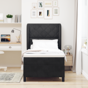 vidaXL Resårsäng med madrass 90x200 cm svart sammet