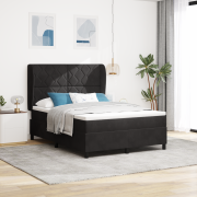 vidaXL Resårsäng med madrass 160x200 cm svart sammet