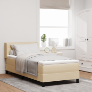 vidaXL Box Spring-säng med madrass i crème, 100 x 200 cm, tyg.