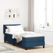 vidaXL Boxspring-säng med madrass i blått, 80 x 200 cm, tyg.