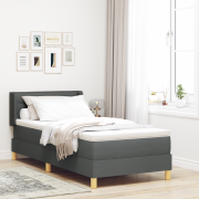 vidaXL Boxfjädersäng med madrass Mörkgrå 90x190 cm Tyg
