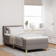 vidaXL Boxfjädersäng med madrass Taupe 90x200 cm Tyg