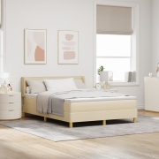 vidaXL Boxfjäderbed med madrass Grädde 160x200 cm Tyg