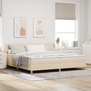 vidaXL Boxspring säng med madrass Gräddvit 200x200 cm Tyg
