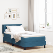 vidaXL Boxspring Säng med Madrass Mörkblå 90x190 cm Sammet
