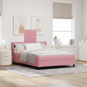 vidaXL Resårsäng med madrass 140x190 cm rosa sammet