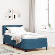vidaXL Resårsäng med madrass 90x200 cm mörkblå sammet