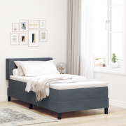 vidaXL Boxspring Säng med Madrass Mörkgrå 90x190 cm Sammet