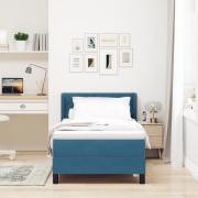 vidaXL Resårsäng med madrass 90x200 cm mörkblå sammet