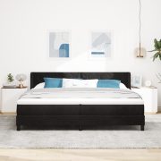 vidaXL Box Våningssäng med Madrass Svart 200x200 cm Sammet