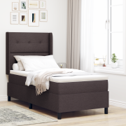 vidaXL Sängbotten med madrass Mörkbrun 90x200 cm Tyg