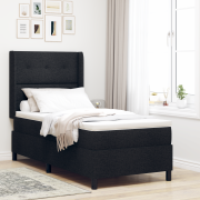 vidaXL Sängbotten med madrass Svart 100x200 cm Tyg