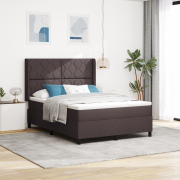 vidaXL Sängbotten med madrass Mörkbrun 140x200 cm Tyg