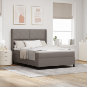 vidaXL Boxfjädersäng med madrass i taupe, 160x200 cm tyg