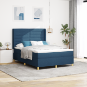 vidaXL Boxbed med Madrass Blå 160x200 cm Tyg