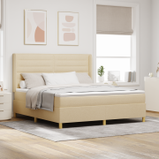 vidaXL Kräm Box Spring Säng med Madrass, 180x200 cm Tyg