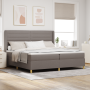 vidaXL Box fjädersäng med madrass Taupe 200x200 cm Tyg
