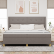 vidaXL Boxspring Säng med Madrass i Taupe, 200x200 cm Tyg