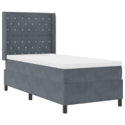 vidaXL Resårsäng med madrass 90x190 cm mörkgrå sammet