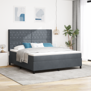vidaXL Resårsäng med madrass 180x200 cm mörkgrå sammet